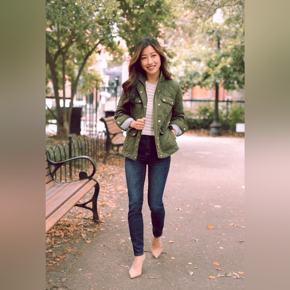 J. Crew Jackets & Blazers - J.CREW Quilted Green Downtown Field Jacket Small EUC